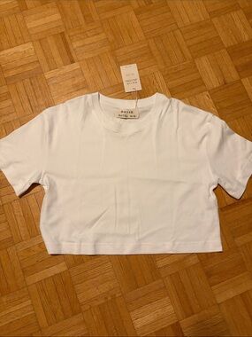 White Cropped Crewneck T-Shirt